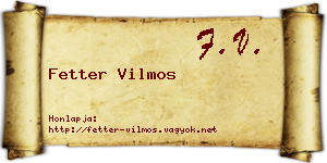 Fetter Vilmos névjegykártya
